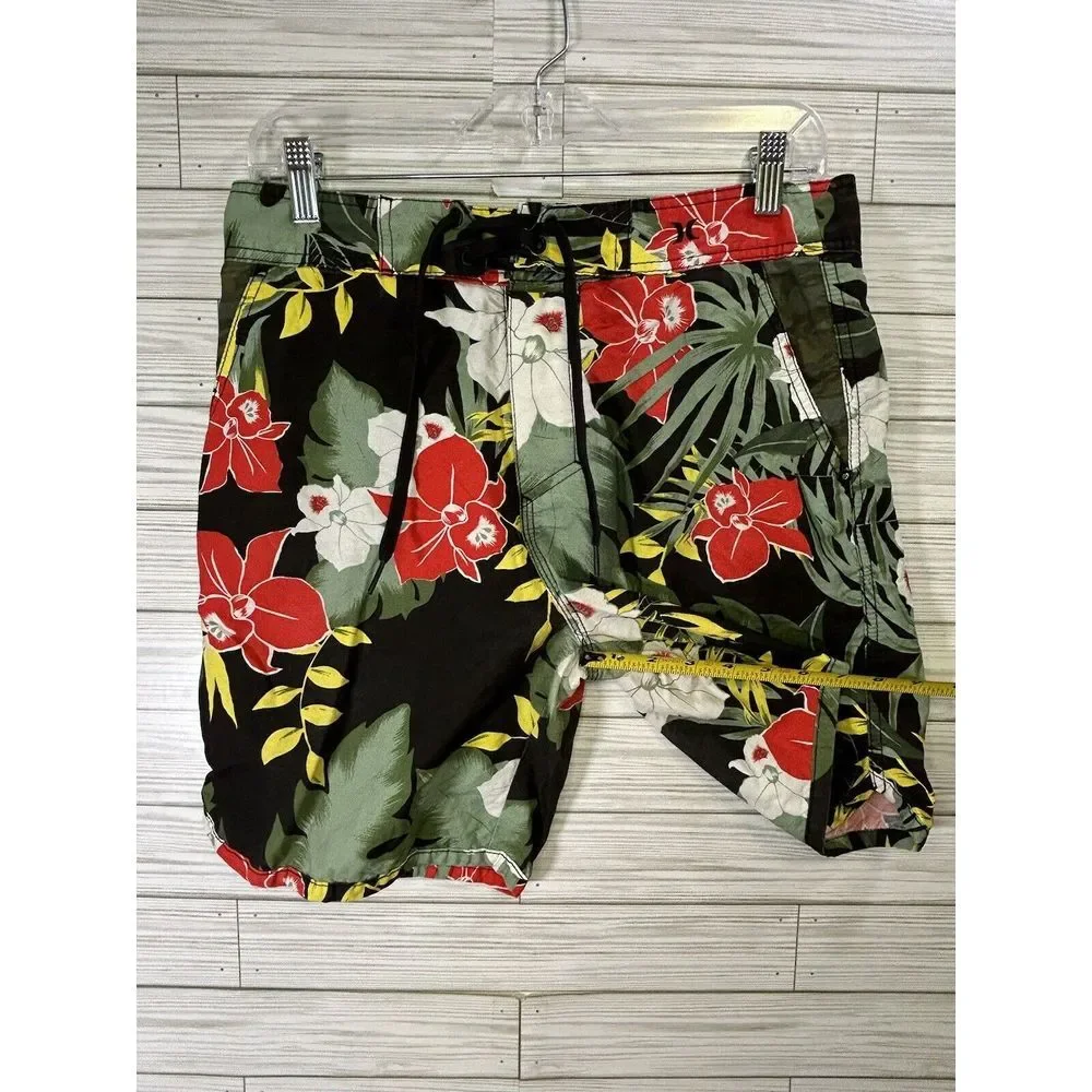 Hurley Board Shorts Mens Size 30 Floral Hibiscus Quick Dry Surf‎ Swim Trunks